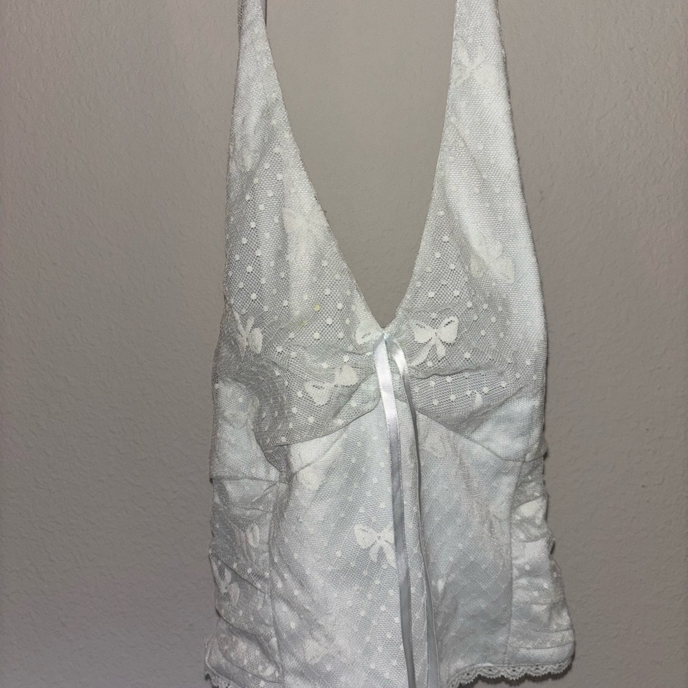 White Halter Top with Bow Details
